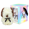 A meticulously crafted white and black flower puppy tied with a black “Just for you” ribbon, perfect for anniversaries, weddings, birthdays, graduations, Christmas, Valentine's Day, or as a heartwarming gift.