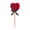 A heart-shaped lollipop with burgundy flowers, standing on a rburgundy striped stick, and adorned with a black ribbon reading "Just for you." The perfect gift for anniversaries, birthdays, graduations, Christmas, Valentine's, gender reveal and more. A timeless, romantic gift and a beautiful decoration. The durable nature of the materials make it a lasting memento for any special occasion.