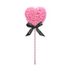 A heart-shaped lollipop with pink flowers, standing on a pink striped stick, and adorned with a black ribbon reading "Just for you." The perfect gift for anniversaries, birthdays, graduations, Christmas, Valentine's, gender reveal and more. A timeless, romantic gift and a beautiful decoration. The durable nature of the materials make it a lasting memento for any special occasion.