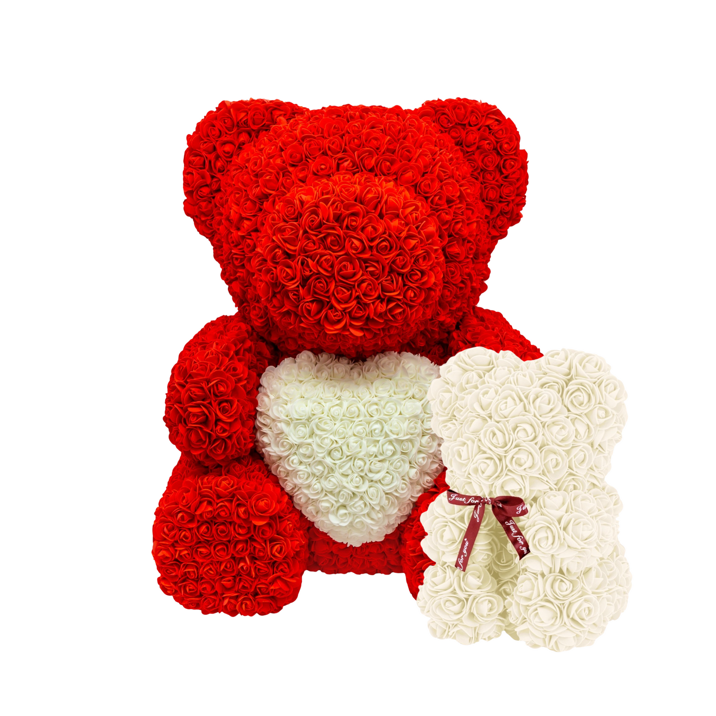 Extra Large Flower Animal - Red Bear with White Heart