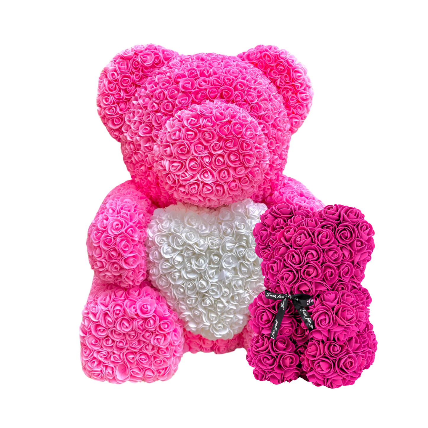 Extra Large Flower Animal - Pink Bear with White Heart
