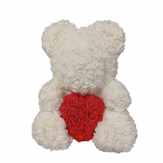Extra Large Flower Animal - White Bear with Red Heart